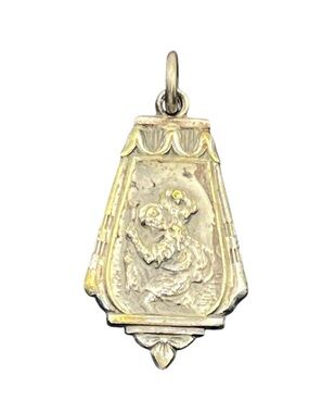 Catholic St Christopher silver tone religious medal pendant for necklace vintage